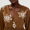 Blouse brod&eacute;e marron fonc&eacute; femme