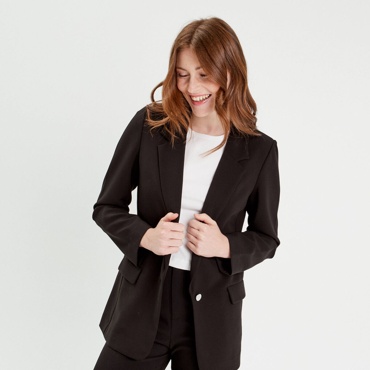 Veste blazer fluide noir femme