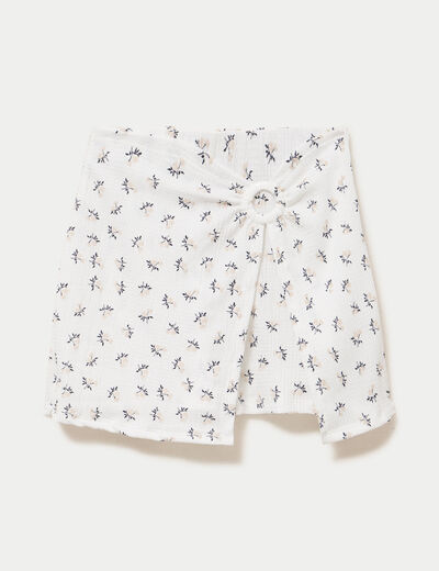 Jupe-short &eacute;vas&eacute;e en maille blanc femme