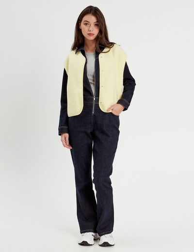 Gilet polaire sans manches jaune clair femme