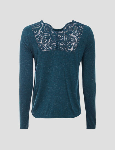 T-shirt manches longues bleu foncé femme