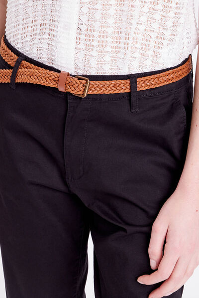Pantalon chino 7/8ème noir femme