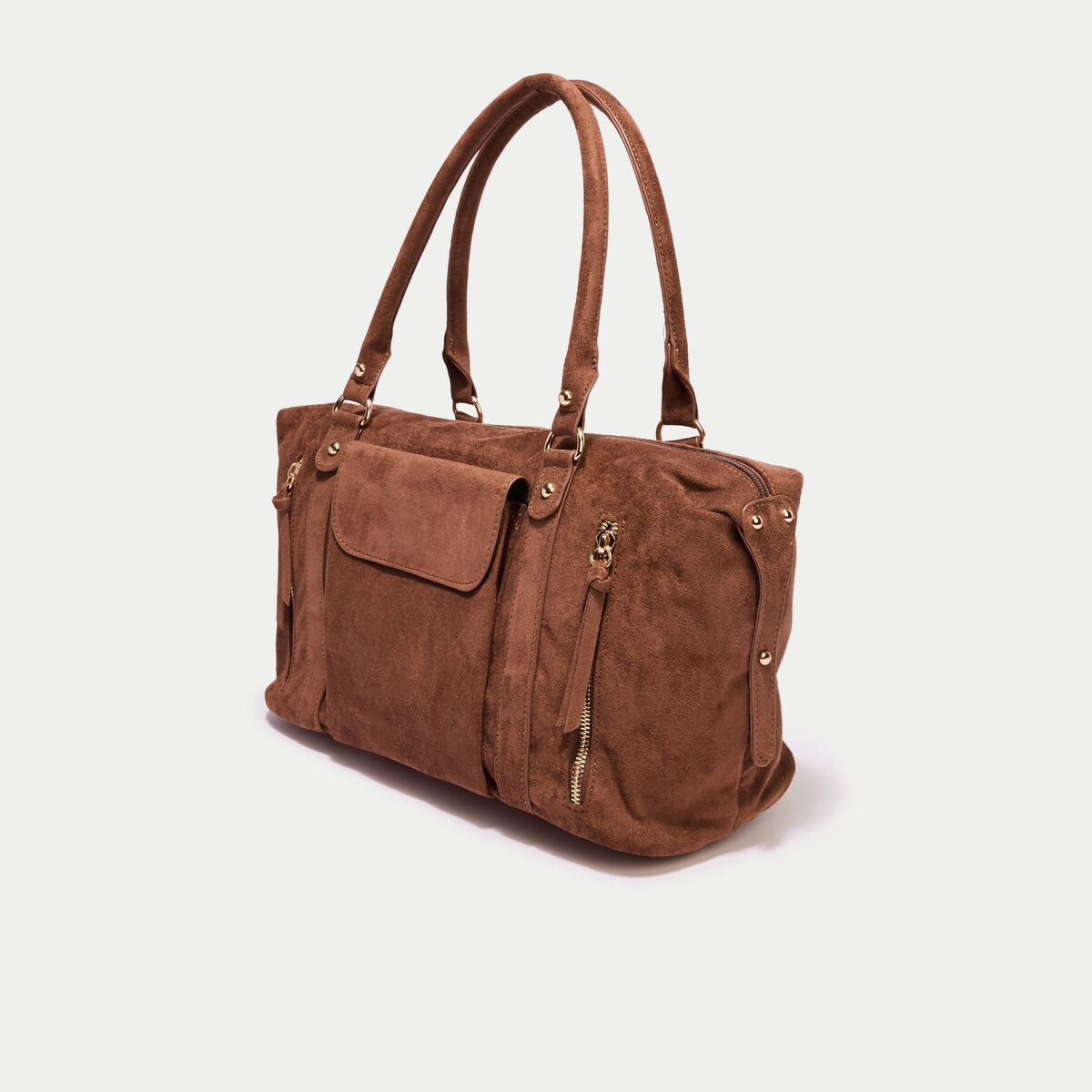 Sac aspect daim camel femme