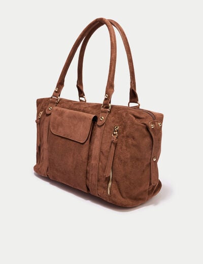 Sac aspect daim camel femme