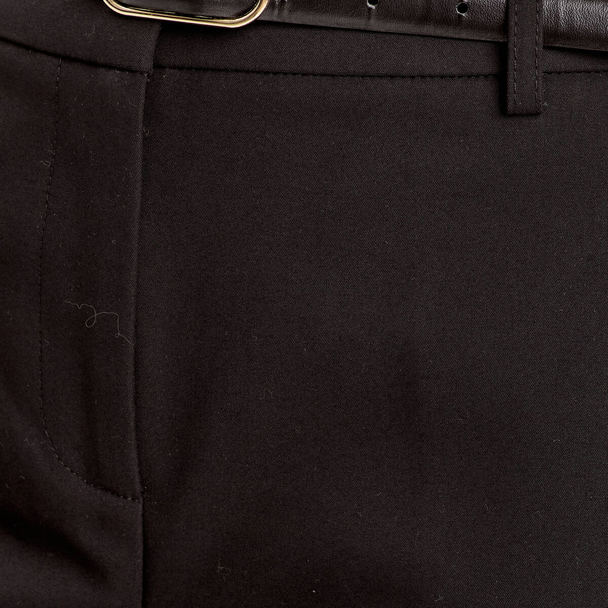 Pantalon cigarette ceinturé noir femme
