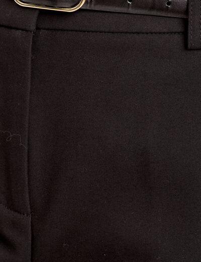 Pantalon cigarette ceinturé noir femme