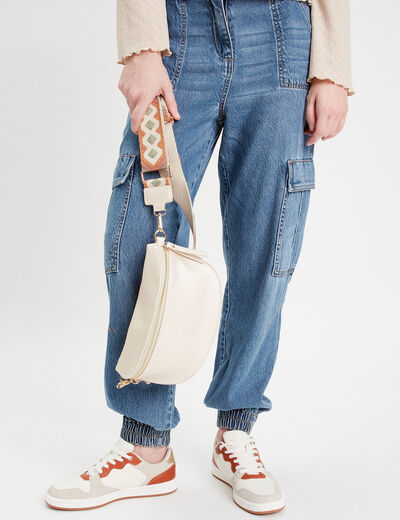 Sac banane en bandoulière gris argent femme