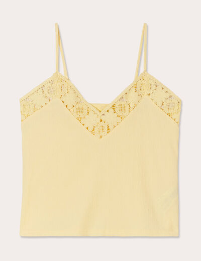 Débardeur col crochet jaune clair femme