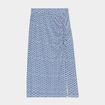 Jupe longue droite fronces bleu marine femme
