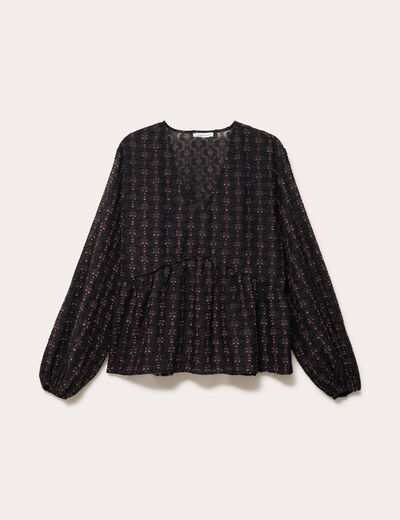 Blouse col V noir femme
