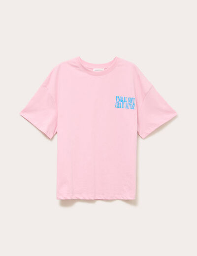 Top oversize manches courtes longues rose poudr&eacute;e femme