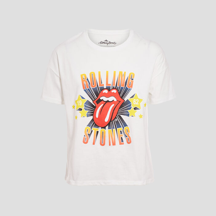 T-shirt Rolling Stones ecru femme