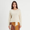 Pull avec col bateau ecru femme