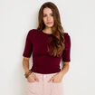 T-shirt ajust&eacute; col rond manches courtes bordeaux femme
