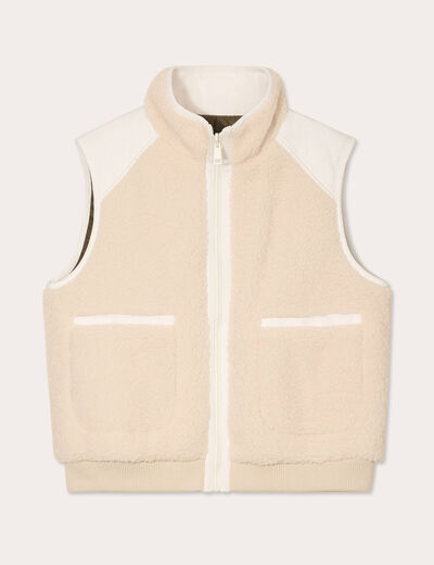 Veste réversible polaire ecru femme