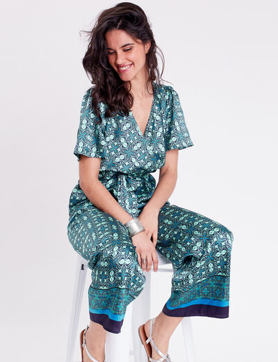 Combinaison pantalon large vert menthe femme