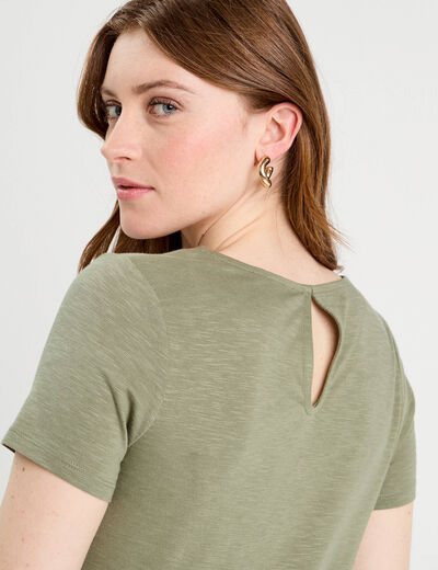 T-shirt manches courtes vert kaki femme