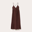 Robe longue évasée bretelles marron cognac femme