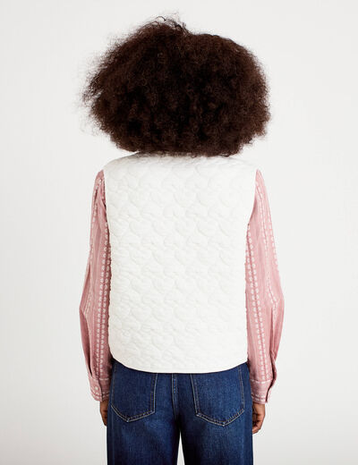 Gilet matelass&eacute; sans manches ecru femme