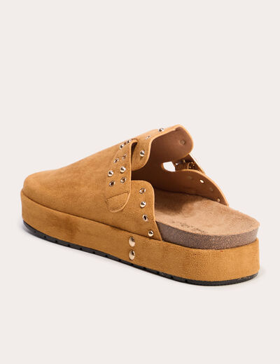 Sandales aspect daim camel femme