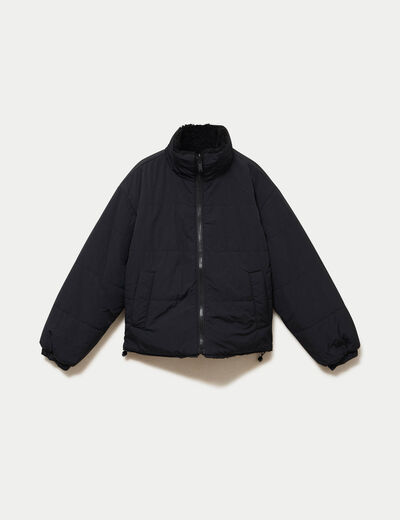 Parka r&eacute;versible effet polaire noir femme