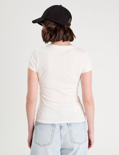 T-shirt manches courtes ecru femme