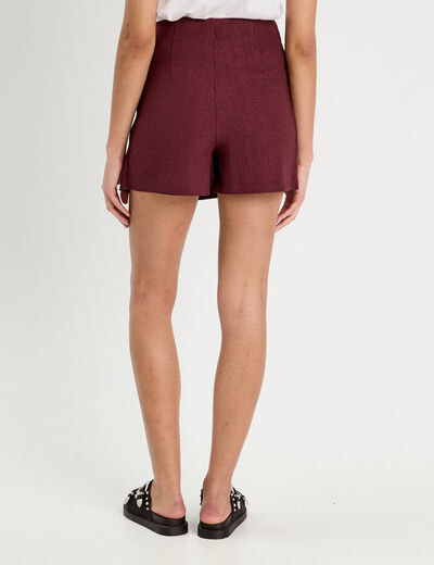 Jupe-short évasée prune femme