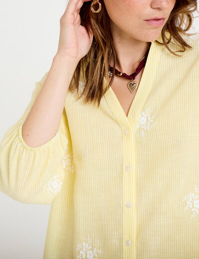 Blouse col tunisien jaune femme