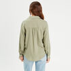 Chemise manches longues contenant du lin vert kaki femme