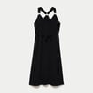 Robe longue droite col v bretelles fines noir femme