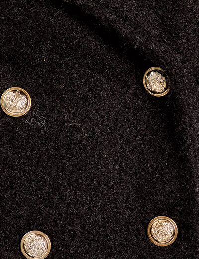 Caban court boutonné noir femme