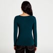 T-shirt uni &agrave; manches longues vert fonc&eacute; femme