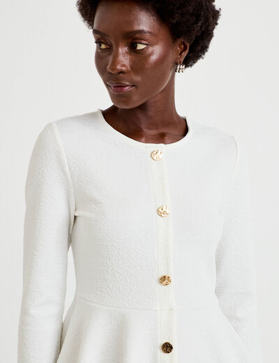 Top p&eacute;plum ajust&eacute; manches longues ecru femme