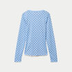 T-shirt ajust&eacute; col rond manches longues bleu ciel femme