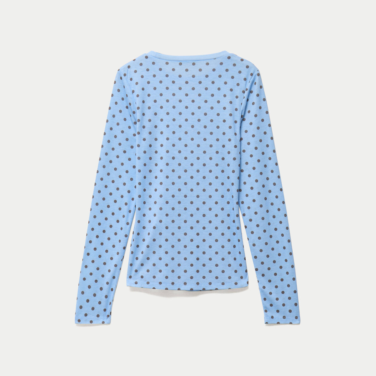 T-shirt ajust&eacute; col rond manches longues bleu ciel femme