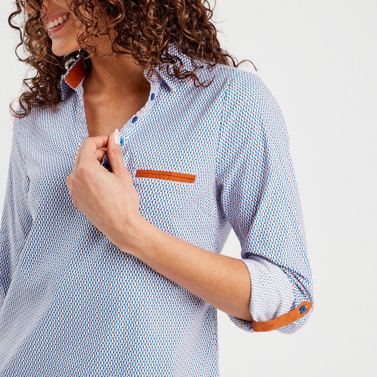 Blouse manches longues bleu femme