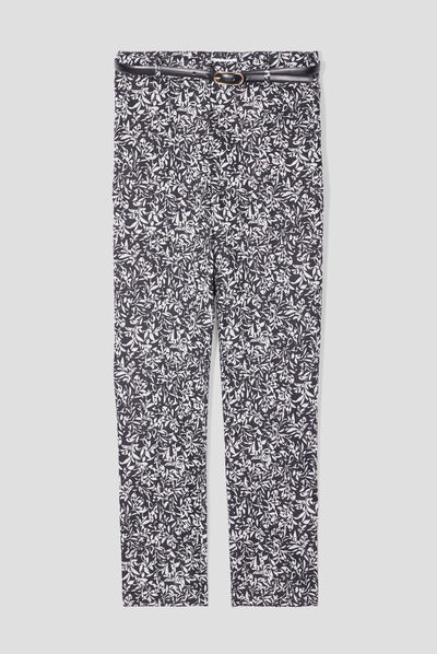 Pantalon city slim ceinturé noir femme