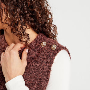 pull sans manches marron fonce femme Pull sans manches marron foncé femme