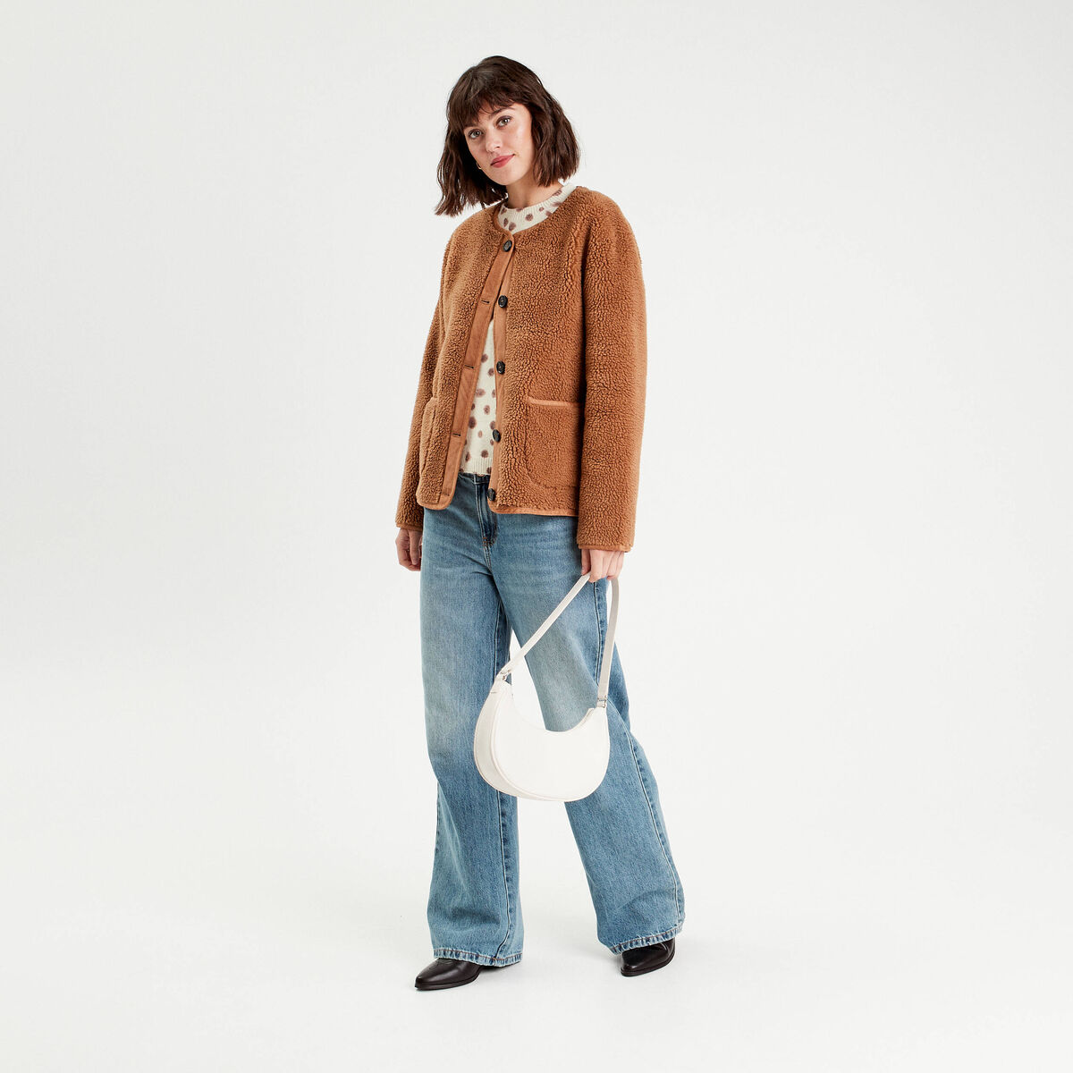 Pull manches longues blanc femme