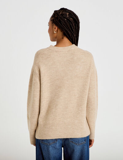 Pull manches longues beige femme