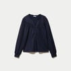 Blouse maille relief&eacute;e bleu marine femme