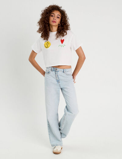 T-shirt cropped blanc femme