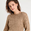 Pull col bateau ajouré beige femme