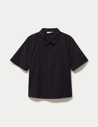 Chemise manches courtes noir femme