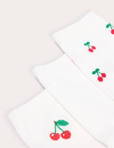 Lot de 3 paires de chaussettes fantaisie ecru femme
