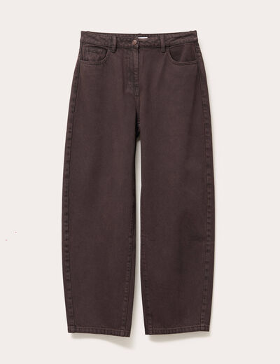 Pantalon barrel marron foncé femme