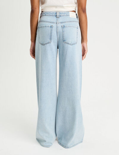 Jeans large denim bleach femme