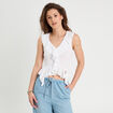 Top sans manches volants blanc femme