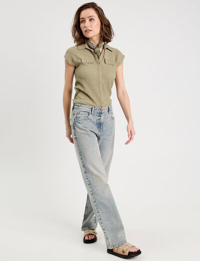 Blouse manches courtes vert pastel femme