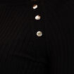 Pull côtelé avec boutons noir femme